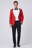 Costumes de bal pour hommes en revers Peak Red, deux pièces et un bouton,