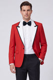 Costumes de bal pour hommes en revers Peak Red, deux pièces et un bouton,