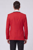 Costumes de bal pour hommes en revers Peak Red, deux pièces et un bouton,