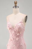 Robe courte de rentrée à la maison avec des paillettes rose à la fleurs en dentelle et dans le dos