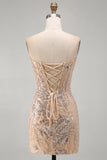 Robe bodycon bodycon au Bodycoming en champagne sans bretelles à sequins