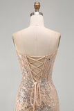 Robe bodycon bodycon au Bodycoming en champagne sans bretelles à sequins