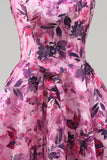 Corset court de rentrée à la maison en fuchsia fleur à volants à volants