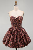 Sweetheart Leopard Leopard Corset A-Line Ourlet à la Bulle Robe de la Rentrée avec lacet dans le dos