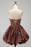 Sweetheart Leopard Leopard Corset A-Line Ourlet à la Bulle Robe de la Rentrée avec lacet dans le dos