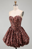 Sweetheart Leopard Leopard Corset A-Line Ourlet à la Bulle Robe de la Rentrée avec lacet dans le dos