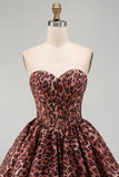 Sweetheart Leopard Leopard Corset A-Line Ourlet à la Bulle Robe de la Rentrée avec lacet dans le dos