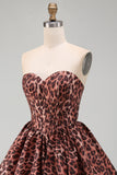 Sweetheart Leopard Leopard Corset A-Line Ourlet à la Bulle Robe de la Rentrée avec lacet dans le dos