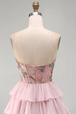 Robe de rentrée à la maison à volants à la taille basque rose rose en cœur de cœur