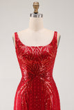 Robe courte de la rentrée courte en style Cortegeau Bordeaux Bodycon Sequins à col carré