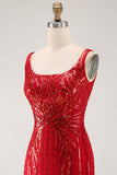 Robe courte de la rentrée courte en style Cortegeau Bordeaux Bodycon Sequins à col carré