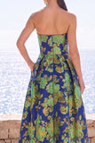 Robe Midi Jacquard sans bretelles en fleur rose