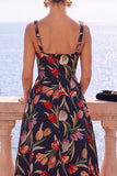 Robe Midi fleur jacquard à col carré abricot