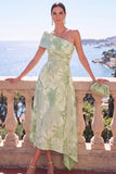 Robe fleurie Midi asymétrique Jacquard Green A-Line