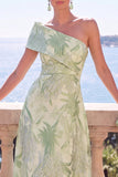 Robe fleurie Midi asymétrique Jacquard Green A-Line