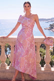 Robe fleurie Midi asymétrique Jacquard Green A-Line