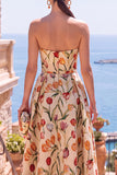 Robe midi fleurie froncée A-Line Olive Sweetheart Jacquard