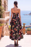 Robe midi fleurie froncée A-Line Olive Sweetheart Jacquard