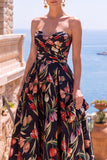 Robe midi fleurie froncée A-Line Olive Sweetheart Jacquard