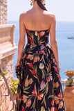 Robe midi fleurie froncée A-Line Olive Sweetheart Jacquard