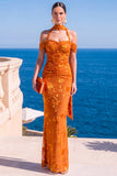 Robe Maxi à fleurs en velours vert sirène à col nu plissé