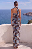 Robe maxi à fleurs sirène orange à une épaule