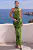 Robe maxi à fleurs sirène orange à une épaule