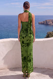 Robe maxi à fleurs sirène orange à une épaule