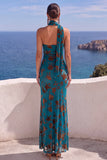 Robe maxi à fleurs sirène orange à une épaule
