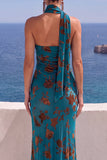 Robe maxi à fleurs sirène orange à une épaule