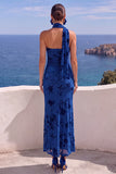 Robe maxi à fleurs sirène orange à une épaule
