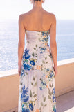 Robe Maxi à fleurs en mousseline A-Line Shortless café