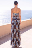 Robe Maxi à fleurs en mousseline A-Line Shortless café