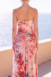 Robe Maxi à fleurs en mousseline A-Line Shortless café