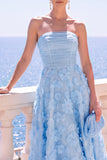 Robe invitée mariage midi ligne A sans bretelles avec appliqués floraux