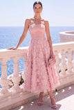 Robe invitée mariage midi ligne A sans bretelles avec appliqués floraux