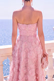 Robe invitée mariage midi ligne A sans bretelles avec appliqués floraux
