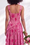 Corset en velours à col carré Fleurie Bleue, longue robe de demoiselle d’honneur et fête
