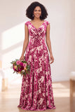 Robe longue de demoiselle d'honneur Fleur Noire Argentée avec mancherons