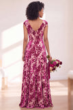 Robe longue de demoiselle d'honneur Fleur Noire Argentée avec mancherons