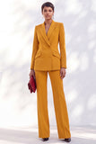 Vintage acacia à revers et poches, costume deux pièces pour femmes avec pantalon