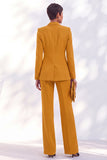 Vintage acacia à revers et poches, costume deux pièces pour femmes avec pantalon