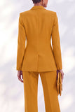 Vintage acacia à revers et poches, costume deux pièces pour femmes avec pantalon