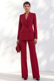 Vintage acacia à revers et poches, costume deux pièces pour femmes avec pantalon