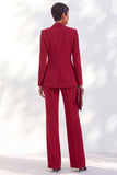 Vintage acacia à revers et poches, costume deux pièces pour femmes avec pantalon