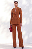 Vintage acacia à revers et poches, costume deux pièces pour femmes avec pantalon