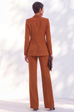Vintage acacia à revers et poches, costume deux pièces pour femmes avec pantalon