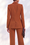 Vintage acacia à revers et poches, costume deux pièces pour femmes avec pantalon