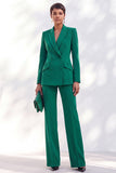 Vintage acacia à revers et poches, costume deux pièces pour femmes avec pantalon