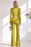 Costume marron ajusté à revers et manches longues, deux pièces avec pantalon et bouton recouvert